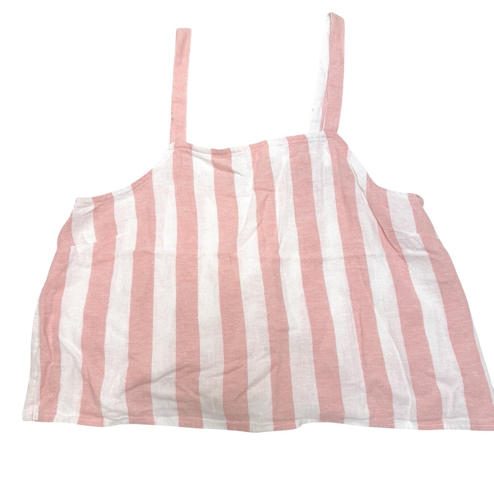 Abound Nordstrom Block Stripe Swing Tank Top Pink White Medium‎ NWOT Linen Rayon